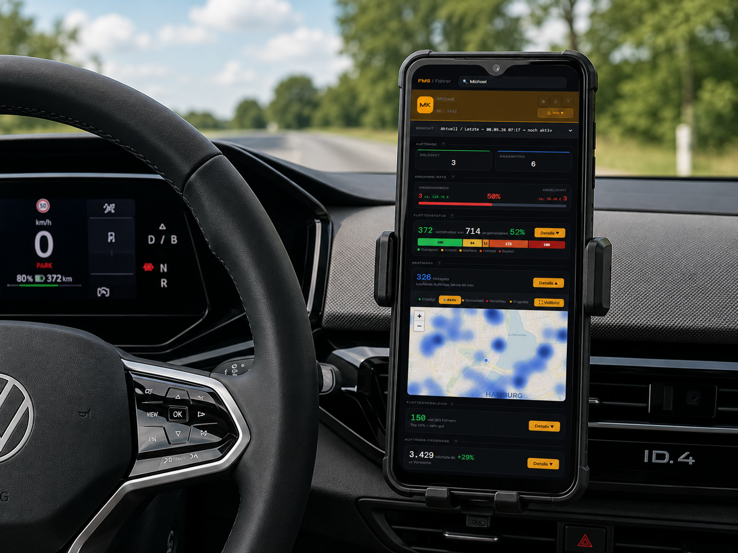 Driver Cockpit — fmsDriverAPP in action